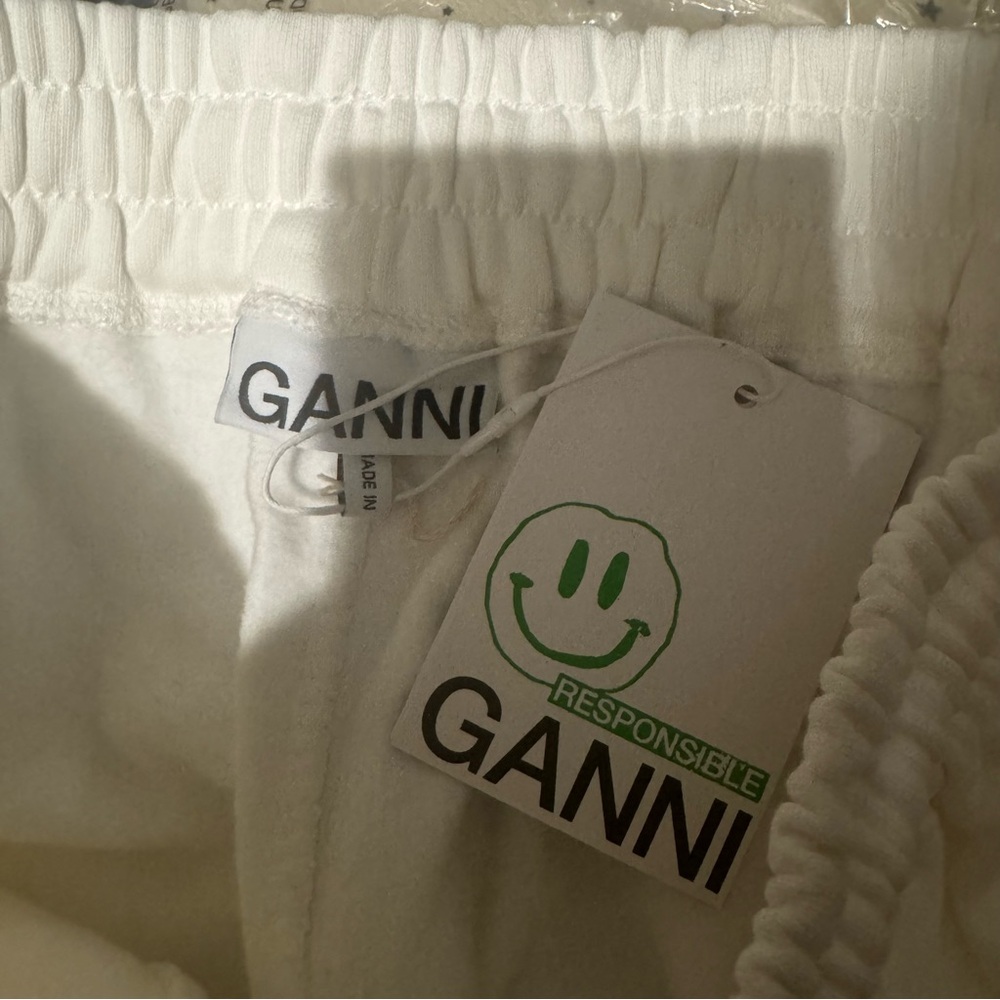 GANNI Wave Logo Sweatpants in White Brown - Picture 9 of 11